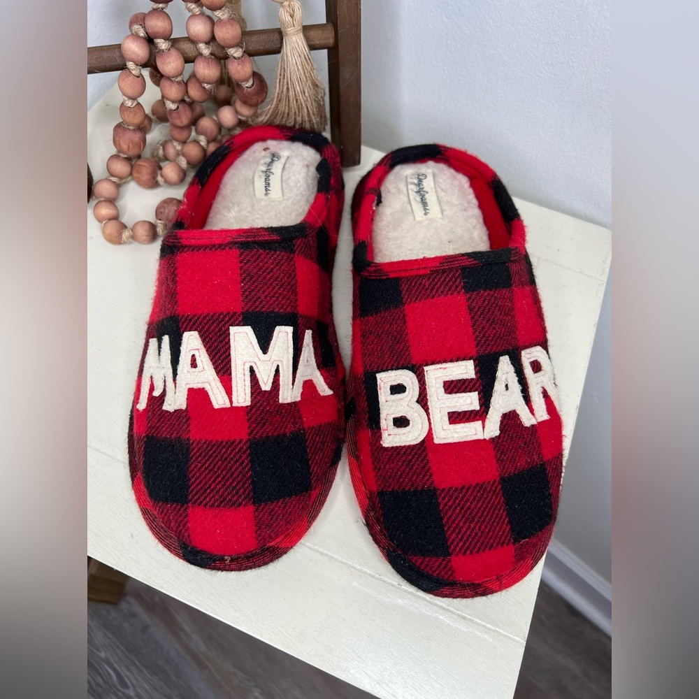 Dearfoams MAMA BEAR Buffalo Plaid Slippers